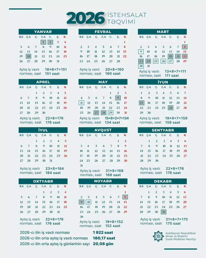 İstehsalat təqvimi - 2026